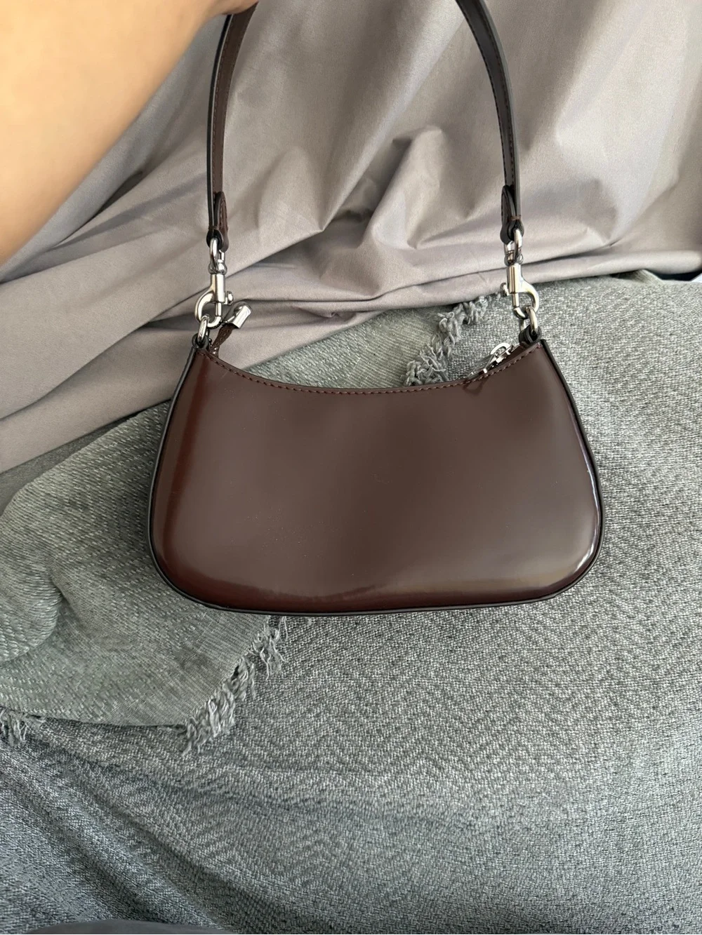 Coach Terri mini Leather Shoulder Bag - Dark Brown - Picture 6 of 9